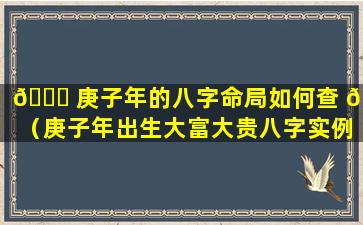 🍀 庚子年的八字命局如何查 🕷 （庚子年出生大富大贵八字实例）